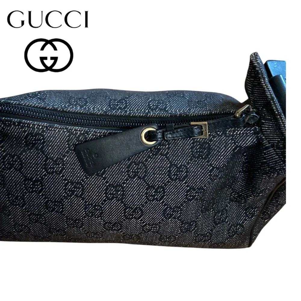 GUCCI Denim Monogram GG Signature Shoulder Bag w Gucci Dustbag - Picture 11 of 17